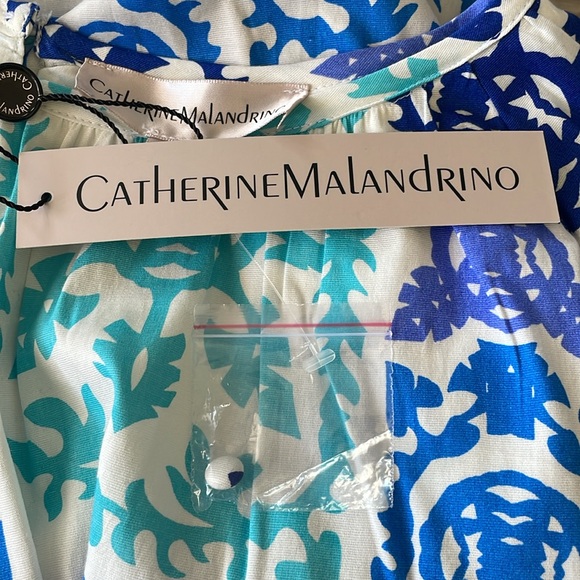♥️Catherine Malandrino♥️Blue and White Women's Blouse Size (Medium) - Picture 9 of 9